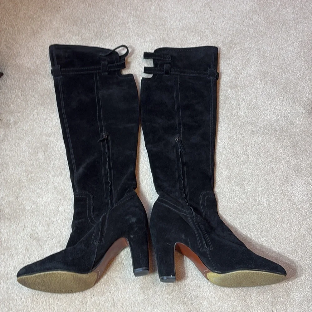 🧤 Sam Edelman, black suede knee-high Sutton boots: